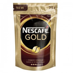 Кофе, Nescafe (Нескафе) 75 г 1 шт Голд растворимый с молотым мягк. упак.